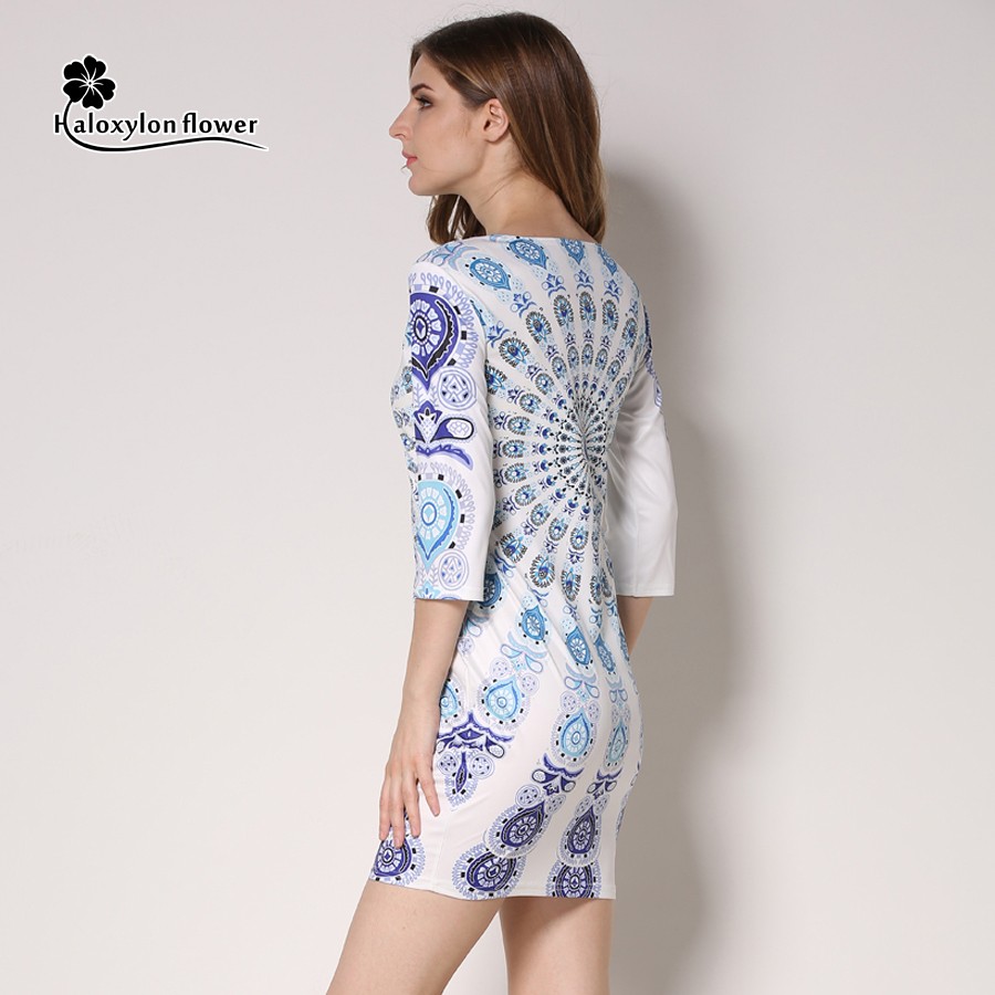 2016-New-Summer-Dress-Women39s-Fashion-Vintage-Character-Round-Neck-Print-Half-Sleeve-Party-Bodycon--32725828509
