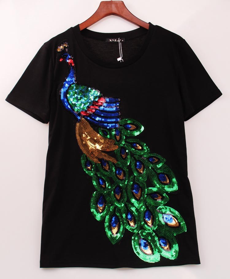 2016-Noble-Elegant-T-shirt-Women-Peacock-Sequined-Sequins-T-shirt-Women-Fashion-New-Top-Tee-Shirt-Fe-32600140162