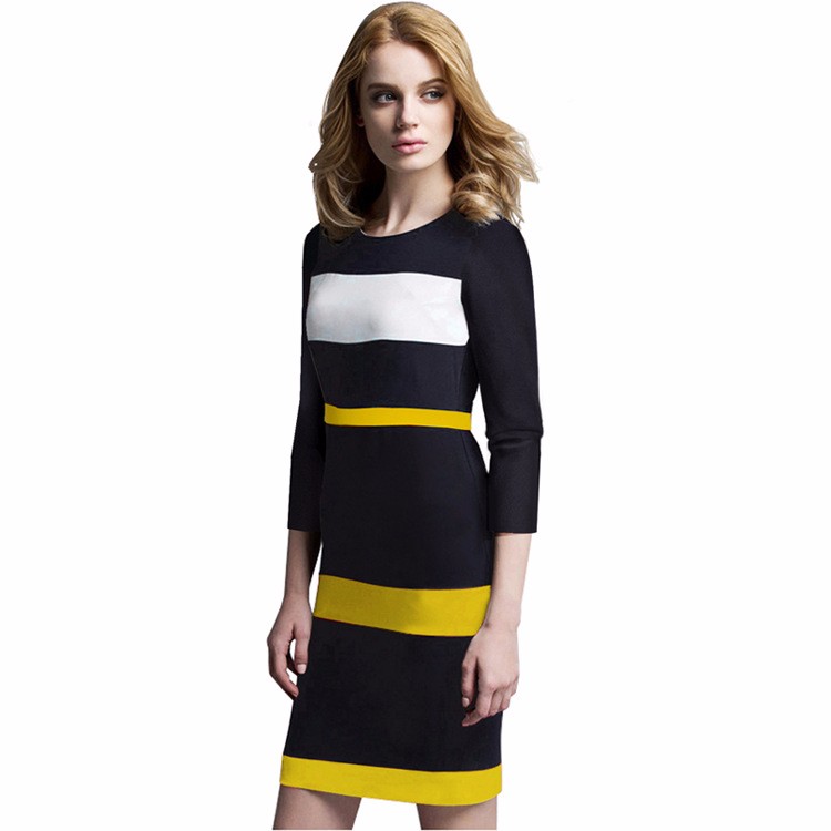 2016-Spring-and-Autumn-section-of-the-round-neck-short-sleeve-high-waist-stitching-was-thin-package--32748465731