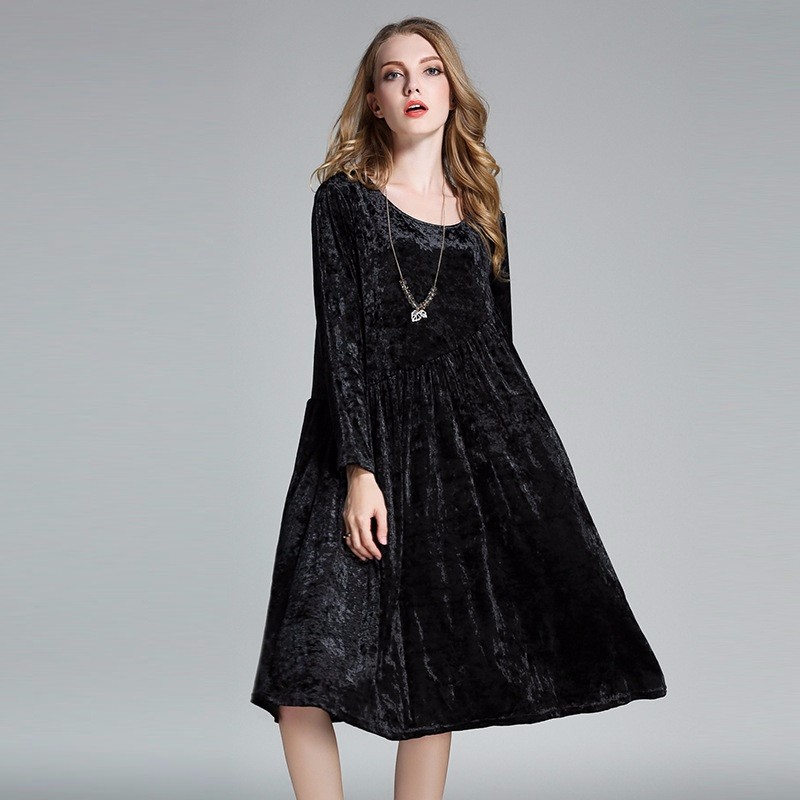 2016-Women-Plus-size-Winter-Dress-Gold-velvet-empire-elegant-A-line-dress-loose-fit-big-bottom-dress-32766297486