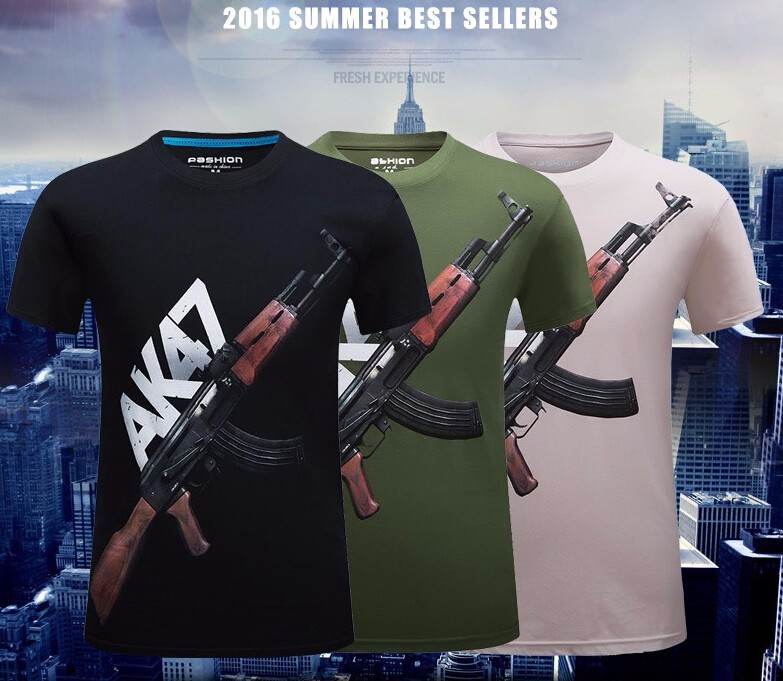 2016-summer-Brand-Casual-Men39s-animal-T-Shirt-AK47Pistol-bear--wolf-3D-Printed-T-Shirts-Men-Funny-t-32662843189