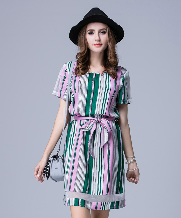 2016-summer-style-professional-plus-sizes-women39s-dress-high-quality-fashion-stripe-lacing-waist-dr-32685595679