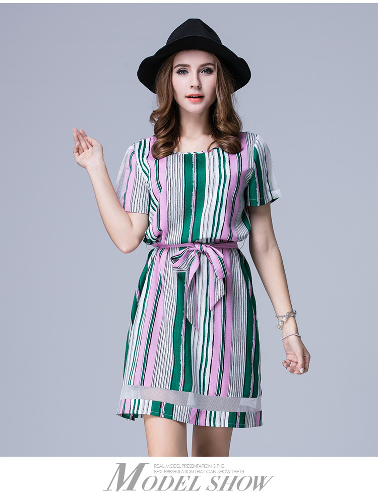 2016-summer-style-professional-plus-sizes-women39s-dress-high-quality-fashion-stripe-lacing-waist-dr-32685595679