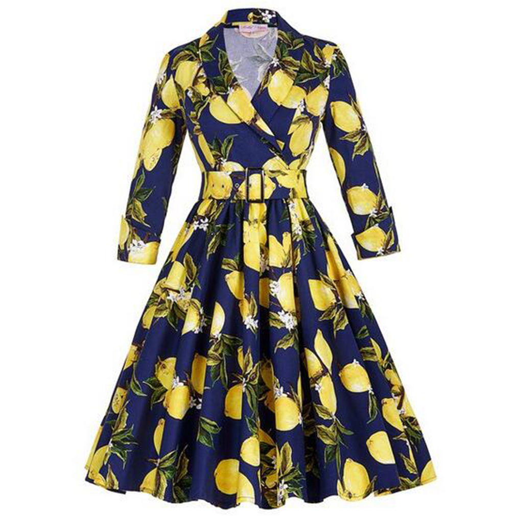 2017-50s-Vintage-Christmas-Dress-for-Women-Elegant-Autumn-Patchwork-Dress-Casual-Evening-Party-Swing-32773488576
