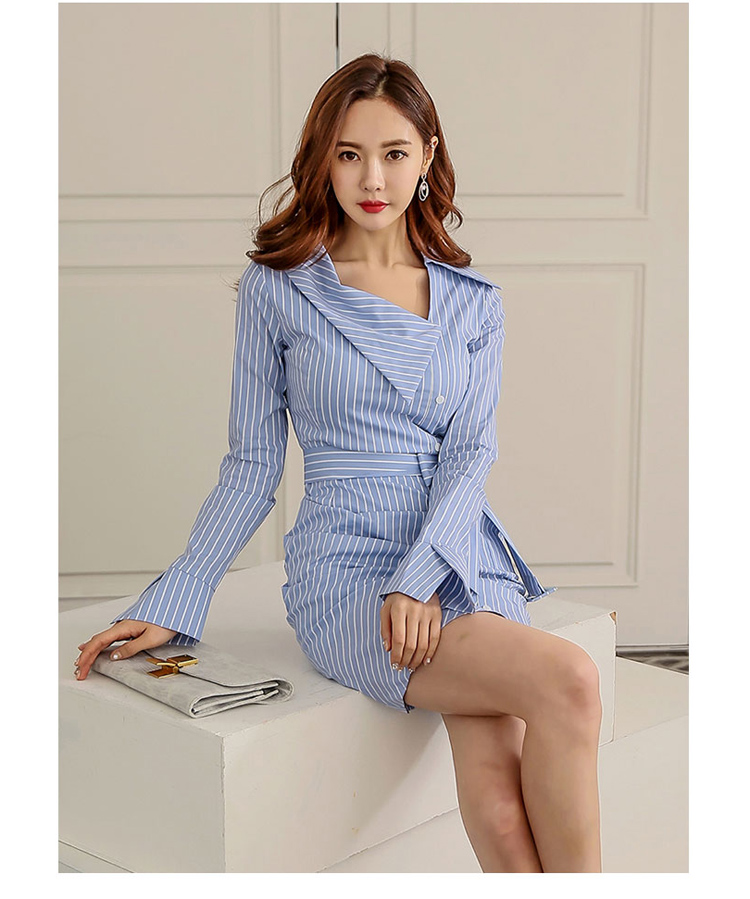 2017-Blue-Striped-Dress-Women39s-Clothing-Loose-OL-Casual-Slim-Long-Sleeve-Dress-Designer-Mini-Sheat-32797473119