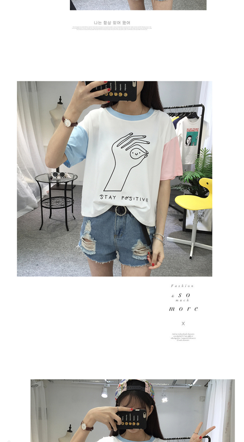 2017-College-Harajuku-Hit-Color-Sleeves-Summer-Funny-T-shirts-Women-Fashion-OK-Gesture-Loose-Girls-T-32801547924