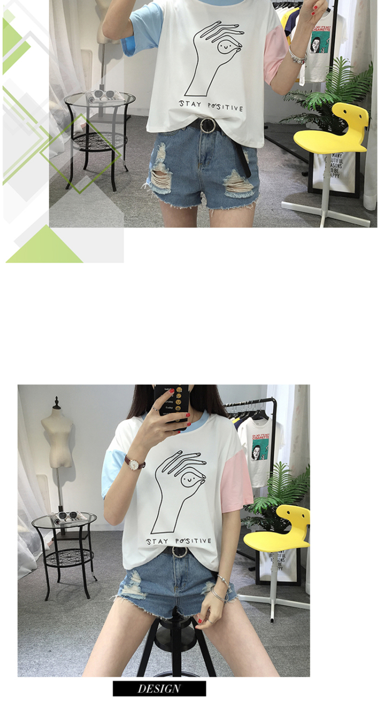 2017-College-Harajuku-Hit-Color-Sleeves-Summer-Funny-T-shirts-Women-Fashion-OK-Gesture-Loose-Girls-T-32801547924