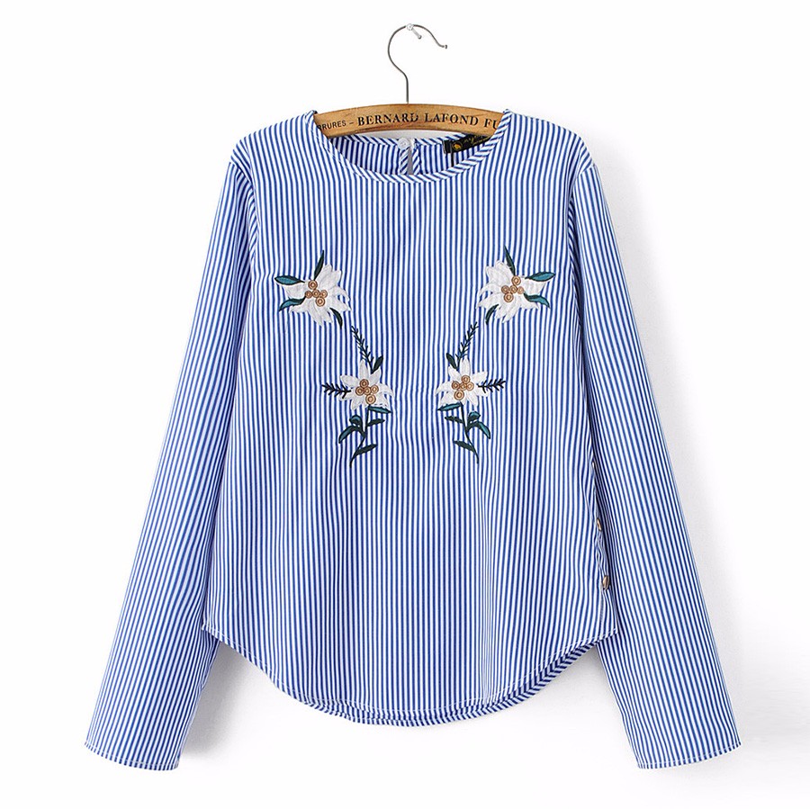 2017-Fashion-Women-Blue-Striped-Floral-Embroidery-Shirt-Long-Sleeve-o-neck-Blouse-Female-Casual-Offi-32779384506