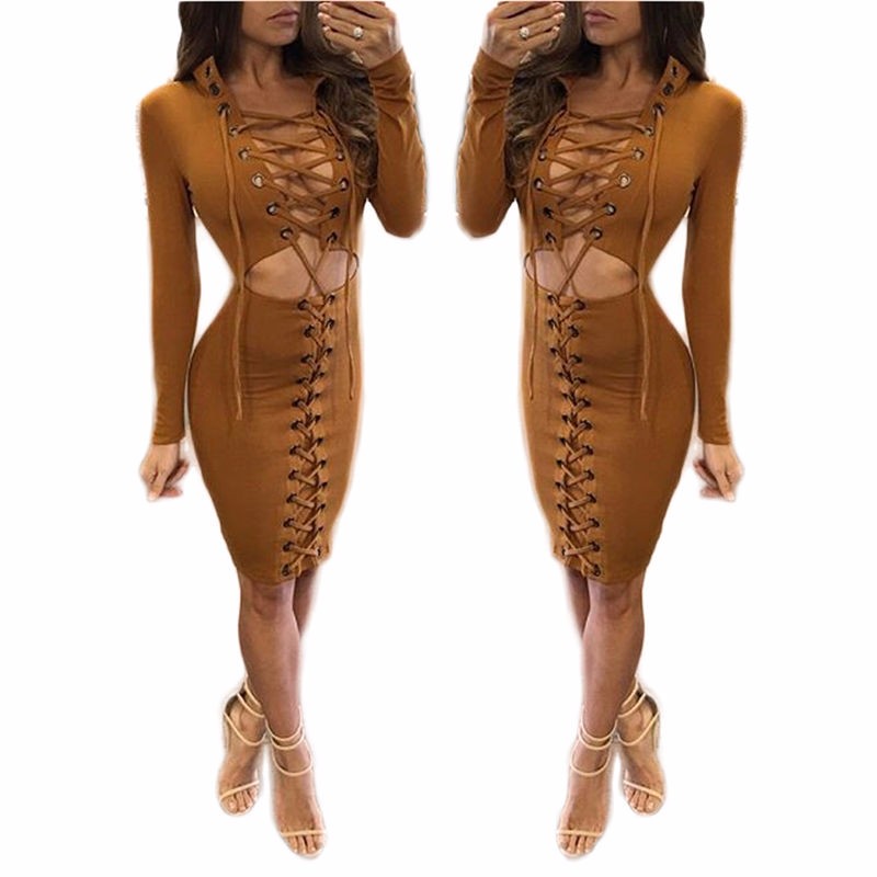 2017-Fashion-high-quality-women-spring-elegant-bodycon-sexy-club-long-sleeve-front-lace-up-Dress-Ves-32784954008