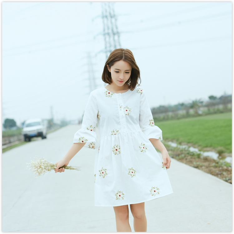 2017-Free-Shipping-New-Summer-And-Spring-Dress--Women--Dimensional-Embroidery-Small-Fresh-Cotton--Pl-32802572995