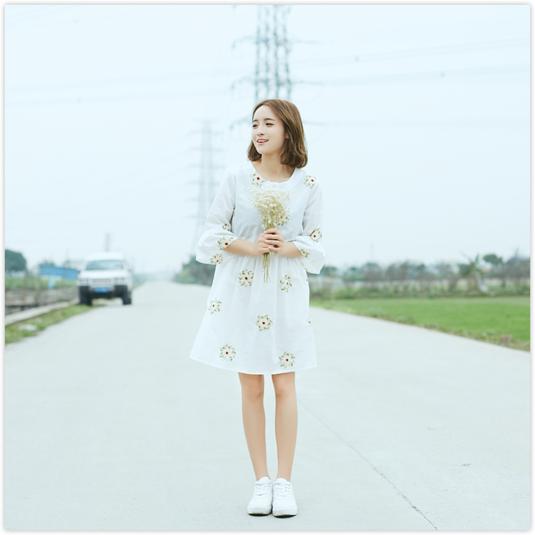 2017-Free-Shipping-New-Summer-And-Spring-Dress--Women--Dimensional-Embroidery-Small-Fresh-Cotton--Pl-32802572995