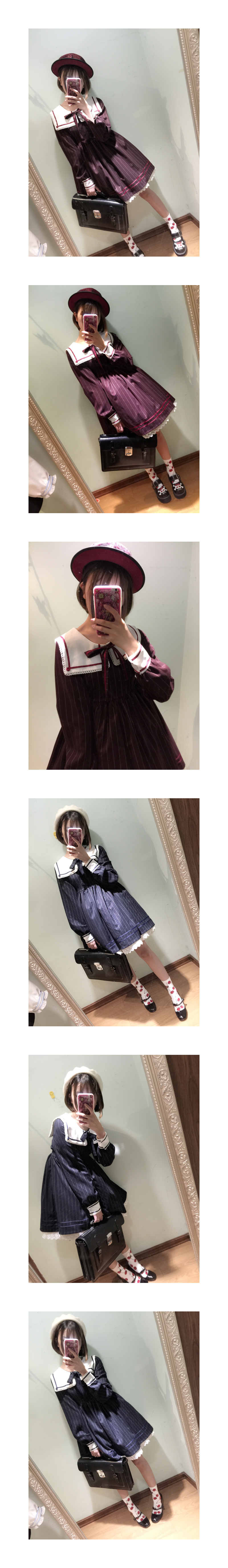 2017-Mori-girls-Japanese-style-sailor-collar-long-sleeve-stripe-bowknot-dress-Lolita-cosplay-costume-32500734629
