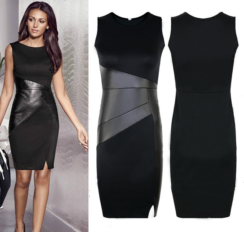 2017-New-Fashion-Sexy-Women-Dress-Elegant-Mini-Hot-Sale-Pencil-Dress-Leather-Slim-Sleeveless-Black-S-32423248579