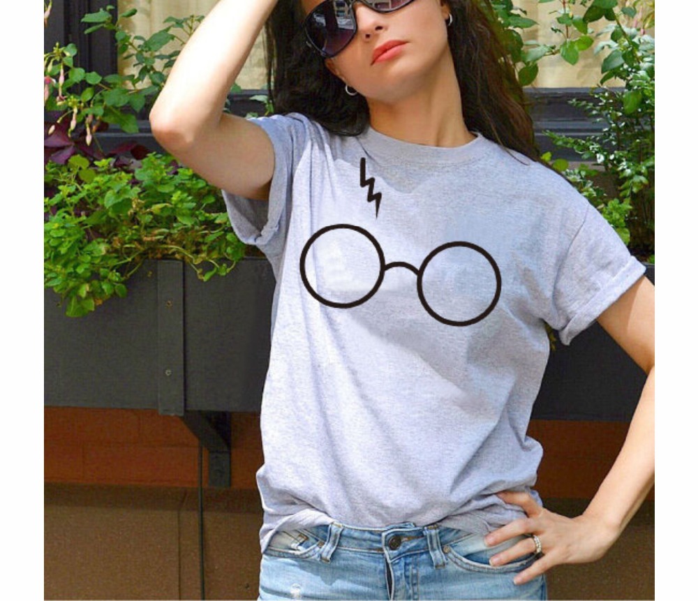 2017-New-T-Shirt-Women-Lightning-Glasses-Funny-Printed-Design-Short-Tee-Shirt-US-Standard-Plus-Size--32793610157