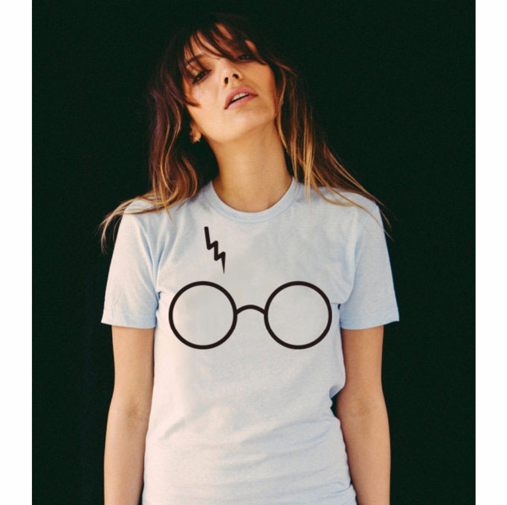 2017-New-T-Shirt-Women-Lightning-Glasses-Funny-Printed-Design-Short-Tee-Shirt-US-Standard-Plus-Size--32793610157