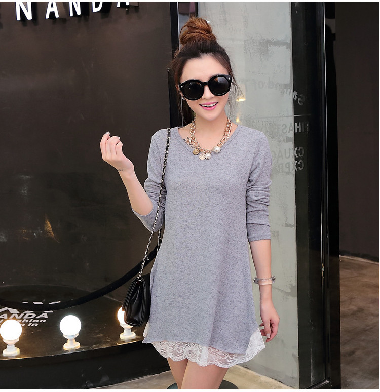 2017-New-Woman-A-line-dress-Girl-Spring-Solid-Slim-Lace-dress-Lady-Comfortable-full-sleeve-Sky-blue--32583123359