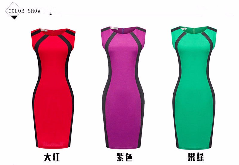 2017-New-Women-Sexy-Summer-Dress-Ladies-Elegant-Sleeveless-Patchwork-O-neck-Back-Zipper-Slimming-Bod-32681352912