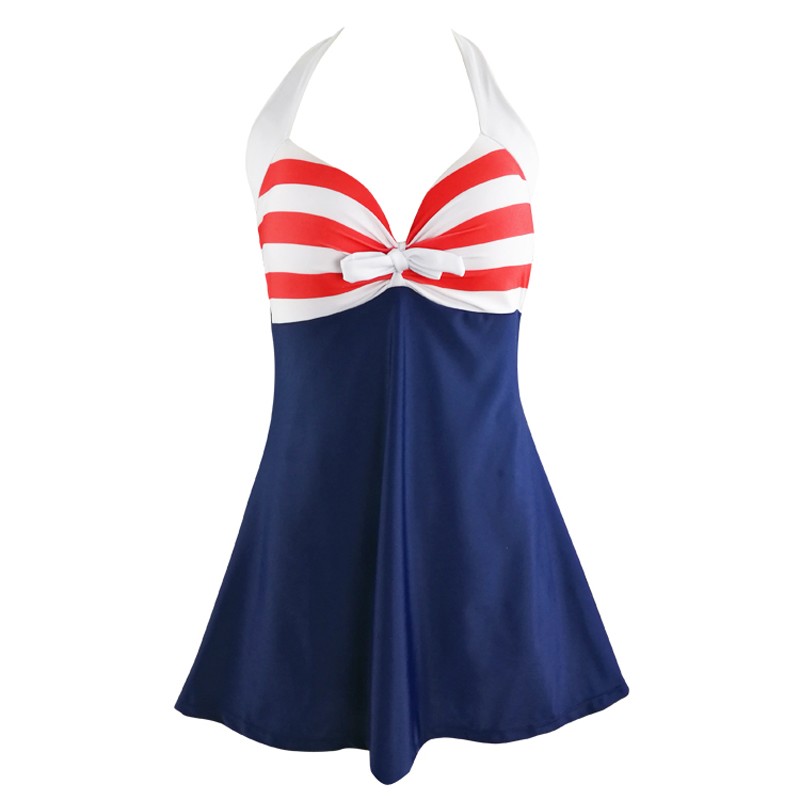 2017-SexeMara-Tankini-Bikini-Newest-Sexy-Stripe-Padded-Halter-Skirt-Swimwear-Women-One-Piece-Swimsui-32773121507