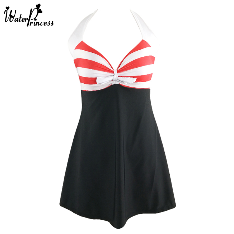 2017-SexeMara-Tankini-Bikini-Newest-Sexy-Stripe-Padded-Halter-Skirt-Swimwear-Women-One-Piece-Swimsui-32773121507