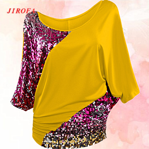 2017-Sexy-Women-Female-Half-Sleeve-O-Neck-Sequin-Casual-Loose-T-Shirt-Big-Size-Vestidos-De-Festa-Plu-32656061405