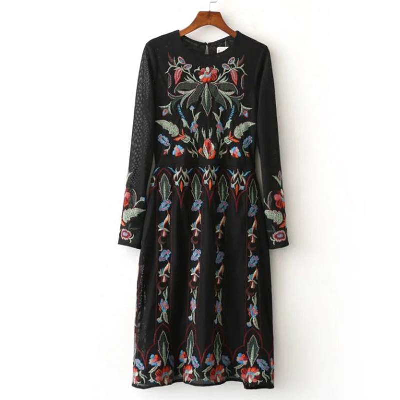 2017-Spring--Evening-Party-Women-Floral-Embroidery-Dresses-O-Neck-Long-Sleeve-Black-Sundress-Brand-v-32777369520