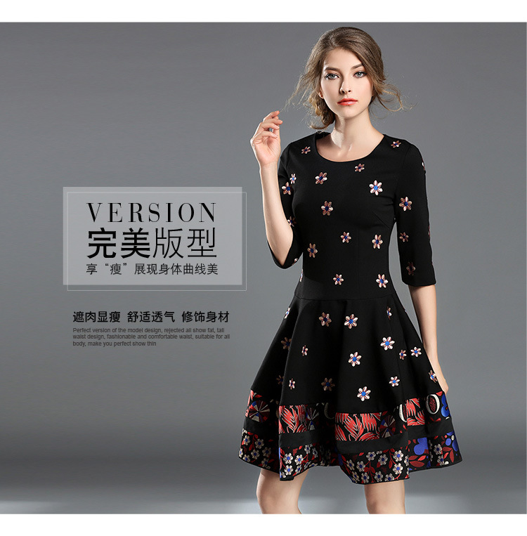 2017-Spring-New-Designer-Dress-Women39s-High-Quality-Charming-Vintage-Embroidery-Flower-Printed-Half-32790095589