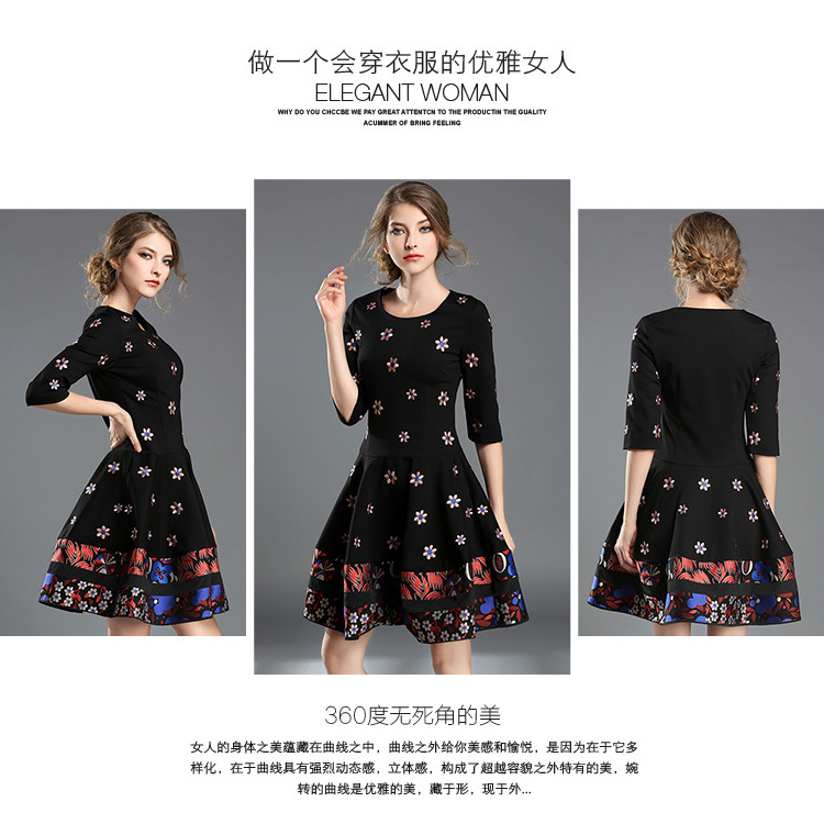 2017-Spring-New-Designer-Dress-Women39s-High-Quality-Charming-Vintage-Embroidery-Flower-Printed-Half-32790095589