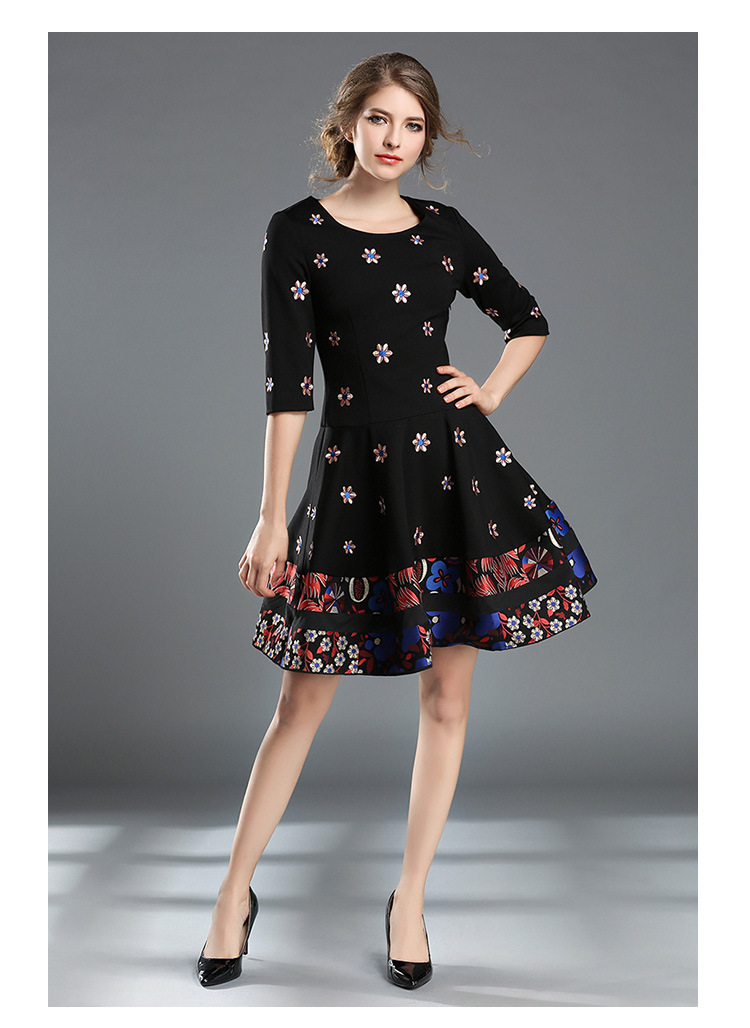 2017-Spring-New-Designer-Dress-Women39s-High-Quality-Charming-Vintage-Embroidery-Flower-Printed-Half-32790095589