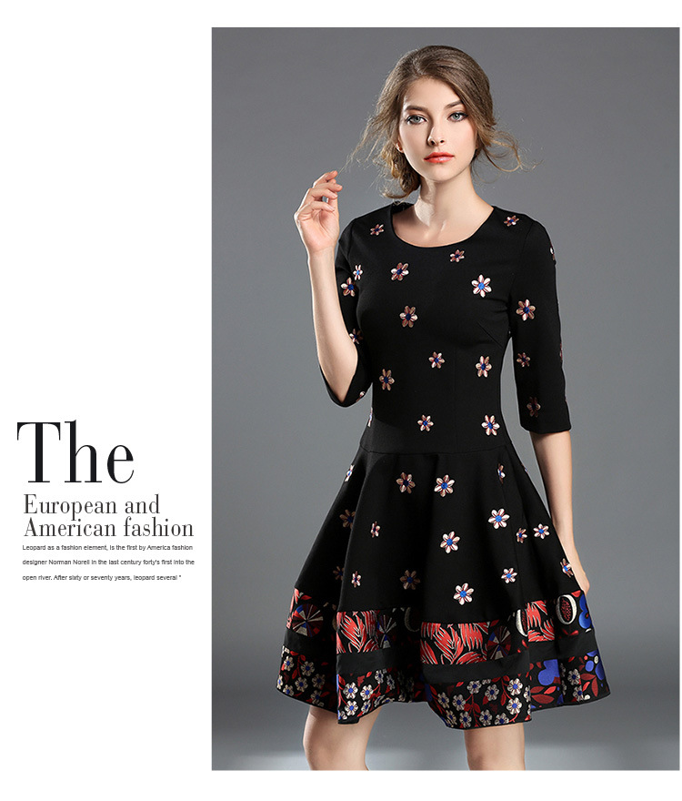2017-Spring-New-Designer-Dress-Women39s-High-Quality-Charming-Vintage-Embroidery-Flower-Printed-Half-32790095589