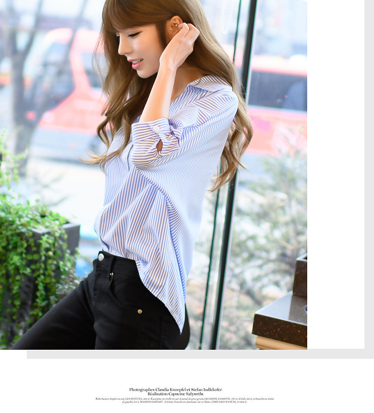 2017-Spring-Summer-New-Korean-Straight-Loose-Thin-Sleeves-Striped-Shirt-V-neck-Tops-Women-Fall-Blous-32787469130