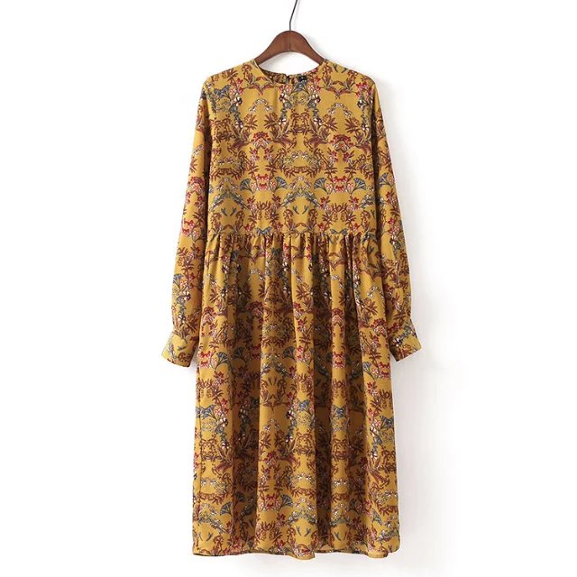 2017-Spring-Women-Pastoral-Style-Vintage-Floral-Dress-Round-Neck--Long-Sleeve-High-Waist-Midi-Dress--32788644992