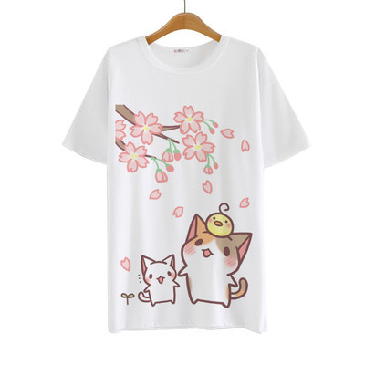 2017-Summer-Harajuku-Shirt-Neko-Atsume-Anime-Cartoon-Japanese-Kawaii-Clothes-Casual-Female-T-shirt-C-32676189740