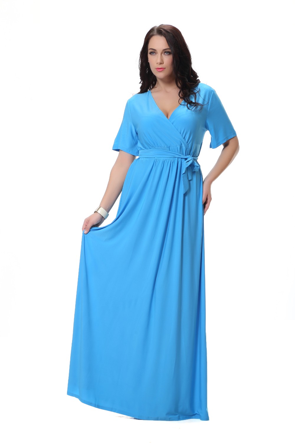 2017-Summer-Women-Blue-Dress-V-Neck-Short-Sleeve-Plus-Size-6XL-Robe-Femme-Longue-Ropa-Mujer-Elegant--32760762997