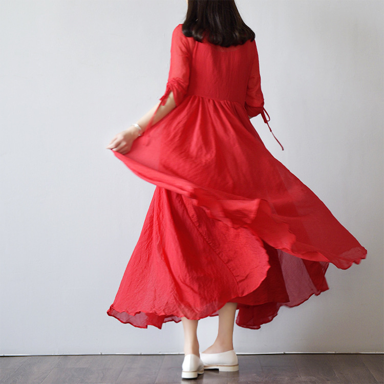 2017-Summer-Women-Girl-New-V-Neck-Loose-Solid-Long-Dress-Casual-Cute-Brief-Silk-Robes-Plus-Size-Wome-32670676812