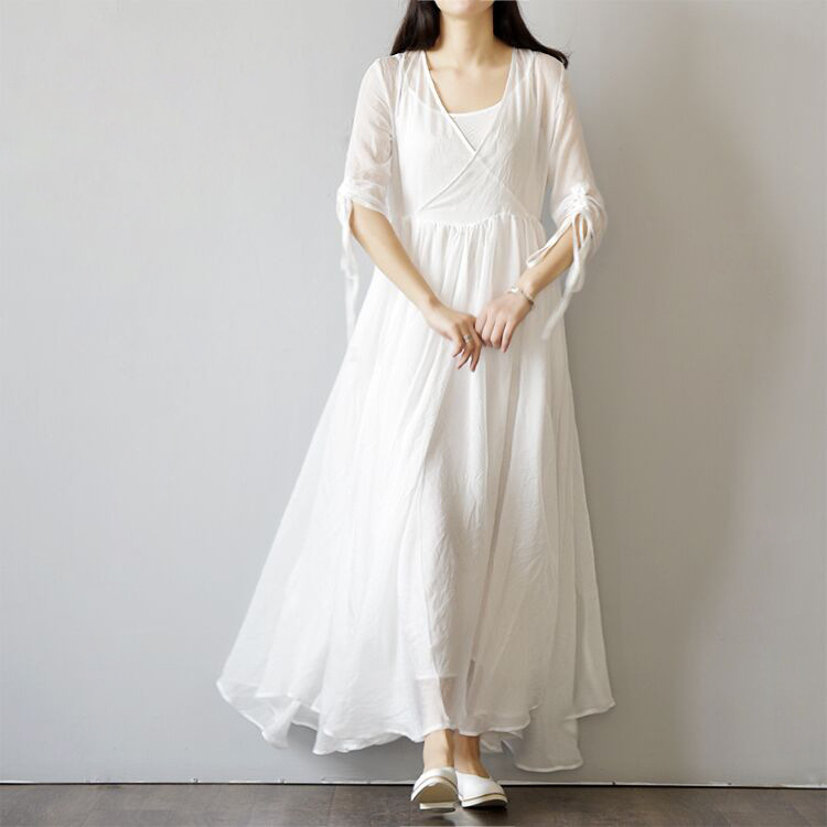 2017-Summer-Women-Girl-New-V-Neck-Loose-Solid-Long-Dress-Casual-Cute-Brief-Silk-Robes-Plus-Size-Wome-32670676812