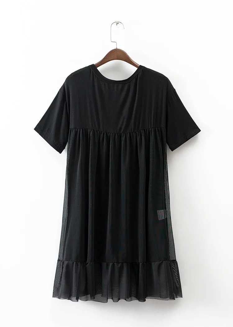 2017-Women-Casual-Summer-T-Shirt-Dress-Mesh-Patchwork-O-Neck-Short-Sleeve-Mini--Black-See-Through-Dr-32785660181