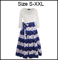 2017-Women-Summer-Elegant-Vintage-Asymmetric-Bow-Pinup-Red-Blue-Patchwork-Casual-Wear-to-Work-Busine-32681964737