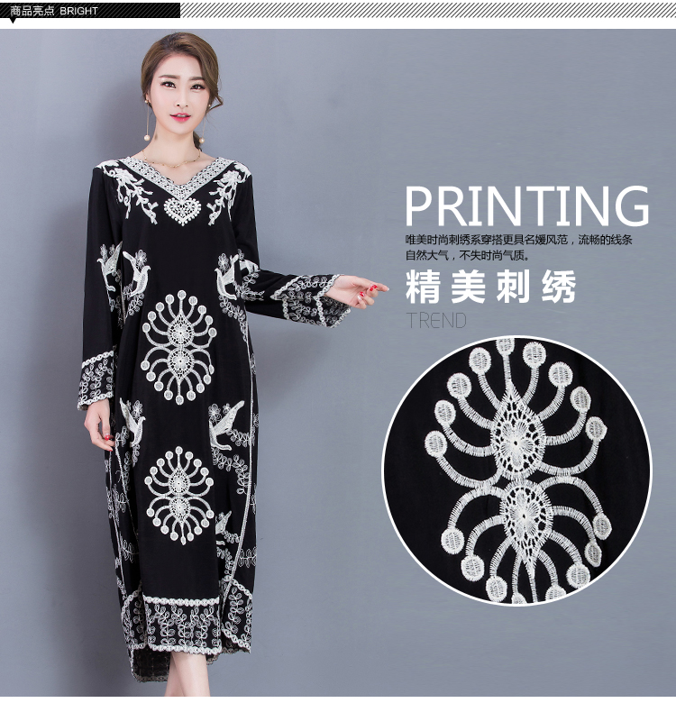 2017-Women39s-New-Embroidery-Cotton-Big-Size-Long-Dress-Loose-Dress-Retro-Black-Printing-Dress-32798754574
