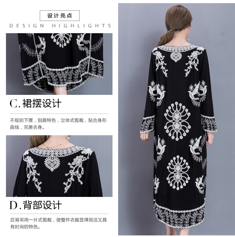 2017-Women39s-New-Embroidery-Cotton-Big-Size-Long-Dress-Loose-Dress-Retro-Black-Printing-Dress-32798754574