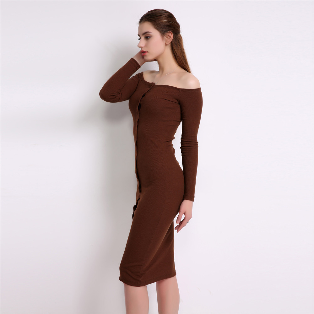 2018-Autumn-Dress-Women-Front-Button-Sexy-Off-Shoulder-Knee-Length-Long-Sleeve-Knit-Bodycon-Dresses--32754640023