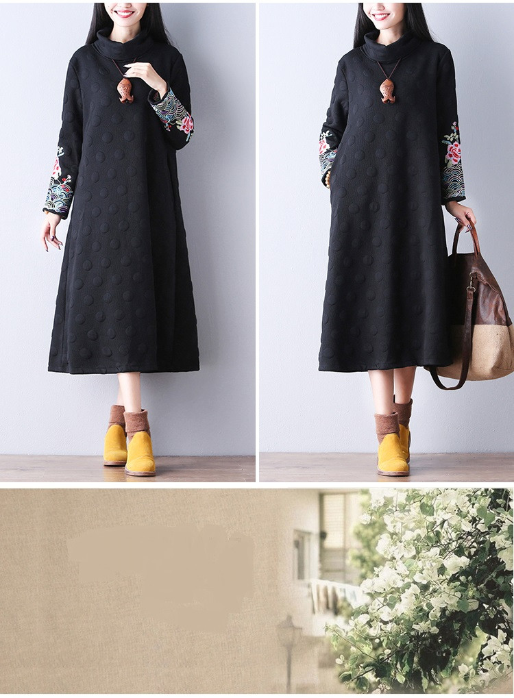 2018-Ethnic-Women-Maxi-Long-Dress-Turtleneck-Black-Wine-Red-Vintage-Dress-With-Long-Sleeve-Embroider-32716293716