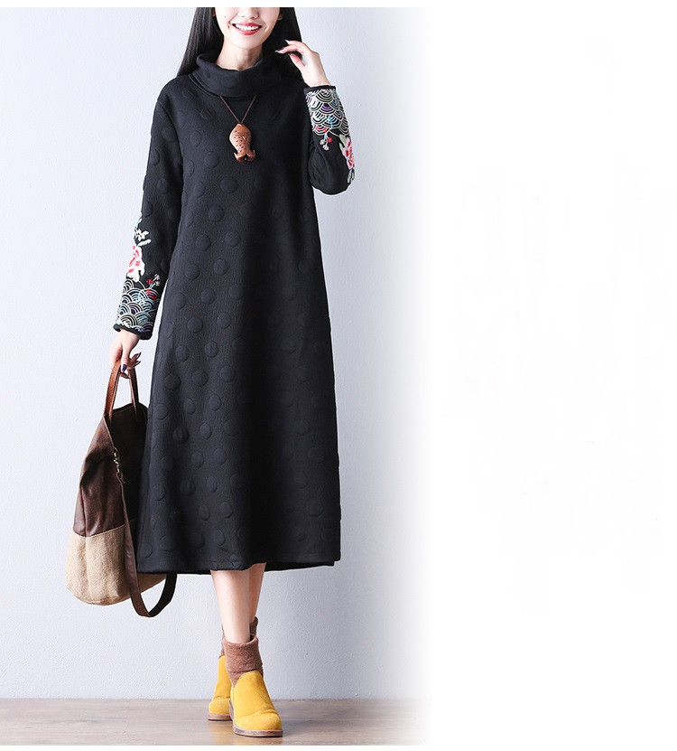 2018-Ethnic-Women-Maxi-Long-Dress-Turtleneck-Black-Wine-Red-Vintage-Dress-With-Long-Sleeve-Embroider-32716293716