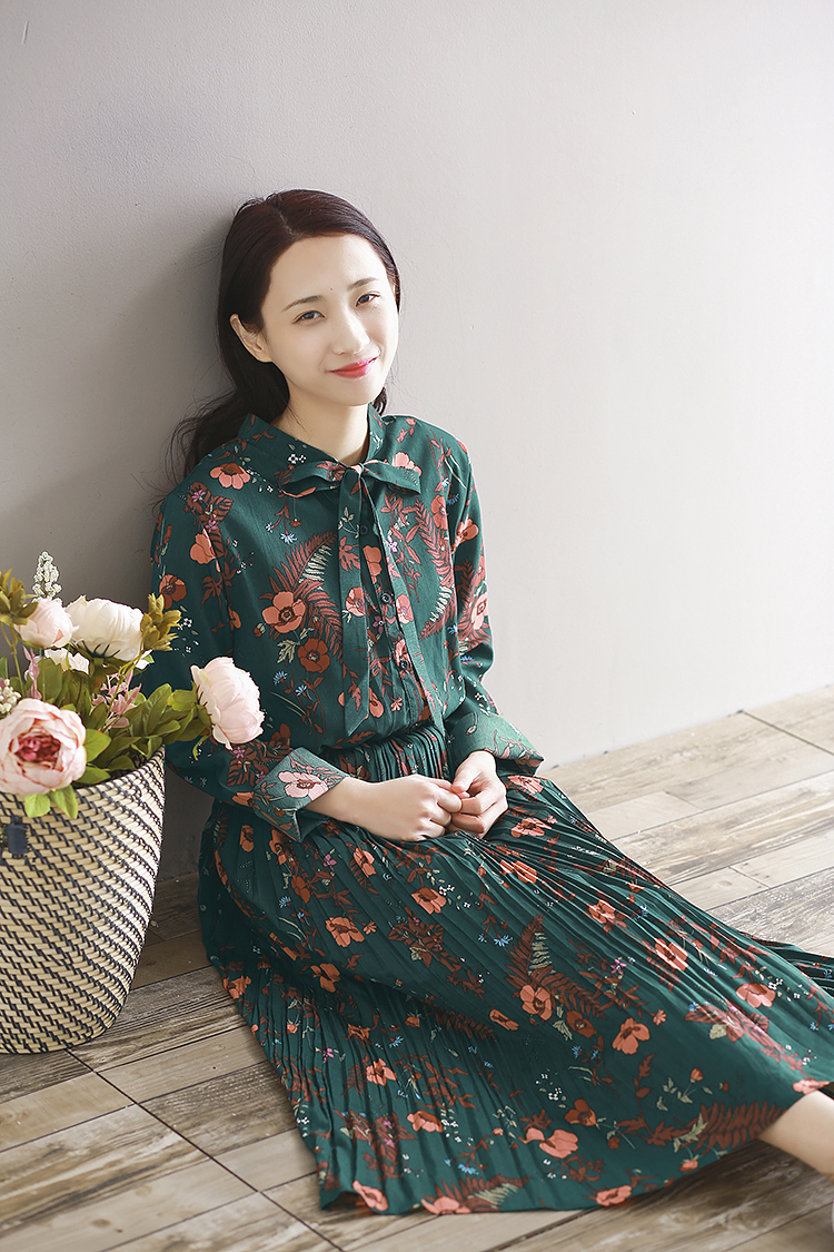 2018-Japanese-Chiffon-Green-Tunic-Mori-Girl-Long-Dress-Women-Floral-Pleated-Plus-Size-Maxi-Party-Dre-32762469694