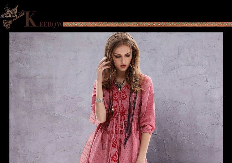 2018-New-Ethnic-Tribal-Print-Boho-Summer-Embroidery-Vintage-Cotton-Linen-Dress-Empire-Casual-Beach-L-32401265809