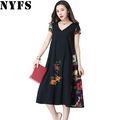 2018-New-Summer-dress-short-Sleeve-Printing--Cotton-Linen-Ladies-Casual-Vintage-women-dress-Female-P-32692588617