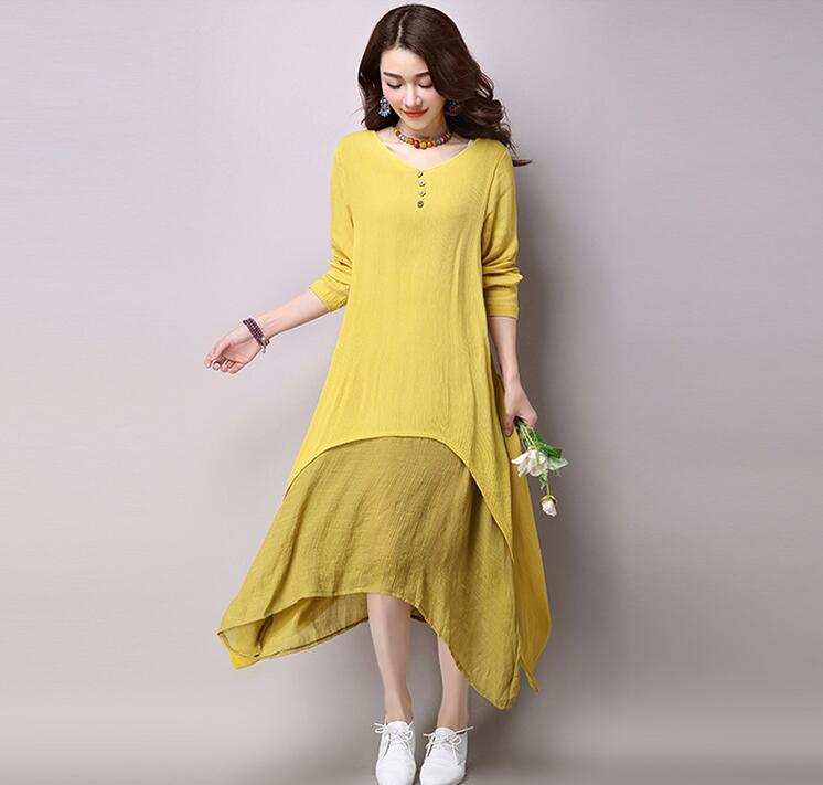 2018-Spring-Autumn-Vintage-Cotton-Linen-Women-Dress-Loose-large-size-Office-Dress-Vestidos-Elbise-Dr-32742749933