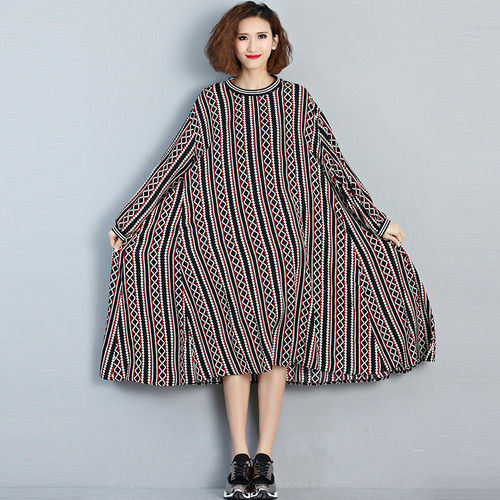 2018-Spring-Autumn-Women-Plus-Size-Dress-Round-Neck-Chiffon-Full-Sleeve-Maxi-Long-Dress-Casual-Loose-32772729186