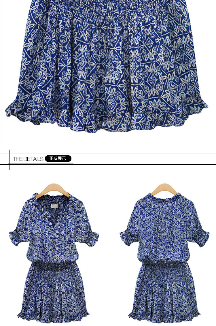 2018-Summer-5XL-4XL-3XL-Plus-size-Women-Casual-Ruffled-V-neck-Batwing-Sleeve-Pleated-Navy-Blue-Print-32313649227