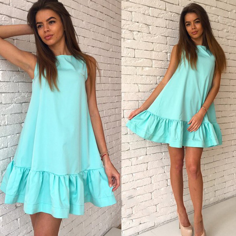 2XL-New-Hot-2017-Ruffles-Beach-Women-Dress-Summer-Sleeveless-Casual-A-Line-Bodycon-Party-Dresses-Lad-32797301582