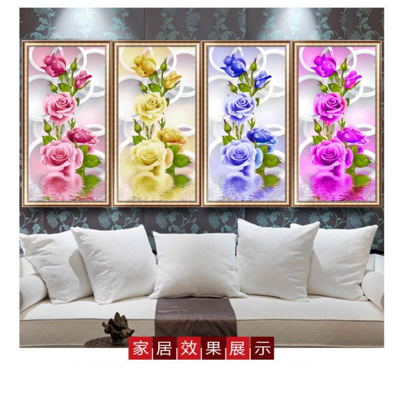 5D-Needlework-Diy-Diamond-Painting-Cross-Stitch-Pink-Rose-Diamond-Embroidery-Flower-Vertical-Print-r-32696018615